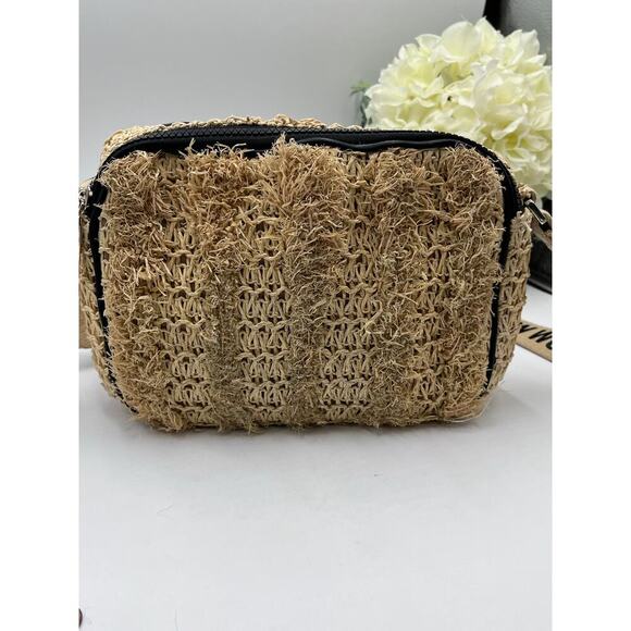 JASON WU Sylvia Small Straw Camera Crossbody Canvas Logo Adjustable Strap 
Bag - Picture 8 of 9